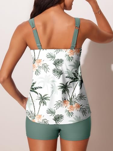 4191E8jUlIL.jpg Women's Tankini Swimsuits with Shorts Ruffled Tummy Control Bathing Suits Modest 2025 Swimwear