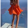 419RZDFP6KL.jpg Women's Halter Dress Tie Open Back Twist Sleeveless Flowy A Line Mini Dresses