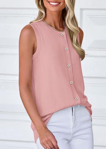 419kK03KD7L.jpg Fall Sweater Vest Women 2025 Casual Sleeveless Lightweight Button Down Knit Cardigans Shirts Ribbed Tank Tops