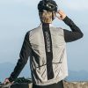 Cycling Vest for Men Women Windbreaker Breathable Bike Vest Sleeveless Lightweight with Back Pockets Silver