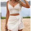 Women's Summer Wrap Tie Skirt Eyelet Knot Side Boho High Waist Skirts Shorts Skort