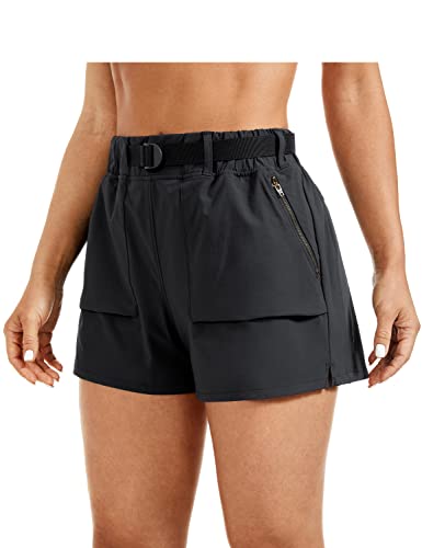 41AQh4oT7VL.jpg Women's Waterproof Stretch Hiking Shorts Mid Rise Summer for Outdoor Golf Workout with Zip Pockets Belt - 3''