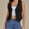 Vest Tops for Women Trendy Fashion Casual Summer Cropped Dressy Suit Vest Button Up Sleeveless Waistcoat Vests