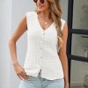 Womens Sweater Vest Tops 2025 Summer Knit V Neck Cardigan Sleeveless Button Textured Business Casual Outfits