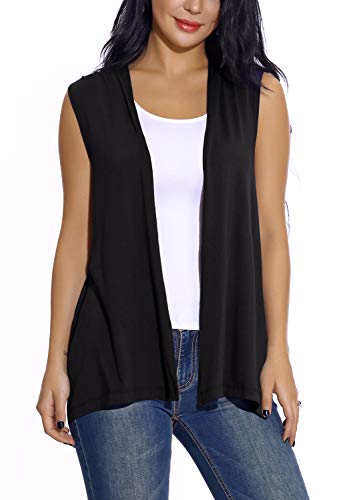 41BFSoykwBL.jpg Women's Sleeveless Open Front Cardigan Vest Lightweight Cool Coat