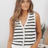 41BGSg9vWSL.jpg Vest Tops for Women 2025 Fall Outfits Striped Sweaters Button Up Casual Shirts Blouses Jacket Fashion Clothes