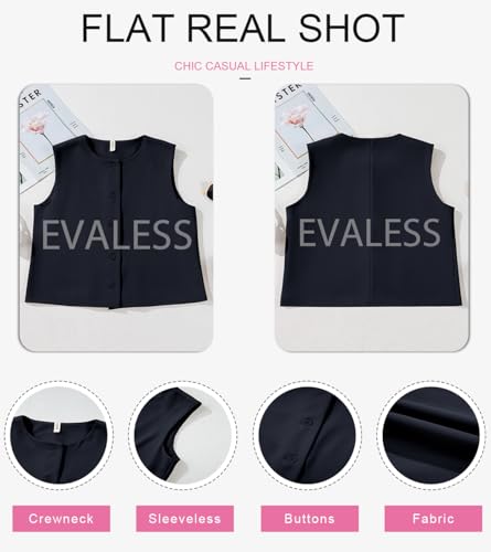 41BO9B2lCEL.jpg Vest for Women 2025 Button Down Sleeveless Blazer Suit Vest Cropped Waistcoat Spring Summer Casual Outfits