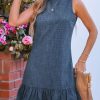41BeUU5w6nL.jpg Womens Summer Dresses Sleeveless Tie Back High Crew Neck Ruffle Mini Short Dress