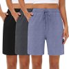 41CBBedgKKL.jpg 3 Pack Women's Bermuda Shorts, Jogger Yoga Sweat Walking Short Running Knee Length Sport Drawstring Shorts with Pockets