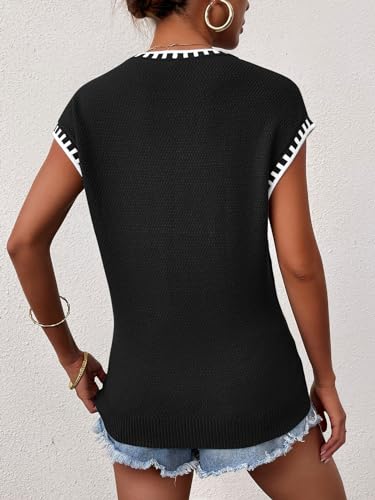 41CKGpzQAtL.jpg Womens Knit Sweater Tops Cap Sleeve Vest Summer Tops 2025 Sleeveless Tank Tops Clothes Trendy T Shirts Fall