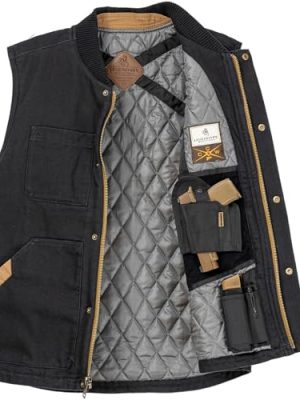 Men's Concealed Carry CCW Vest with Two Holsters Water-Repellent Canvas Insulated
