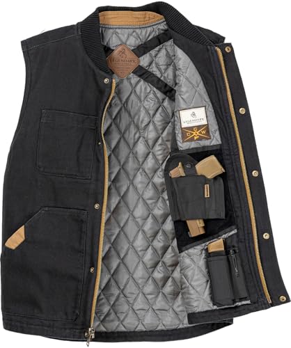 Men's Concealed Carry CCW Vest with Two Holsters Water-Repellent Canvas Insulated