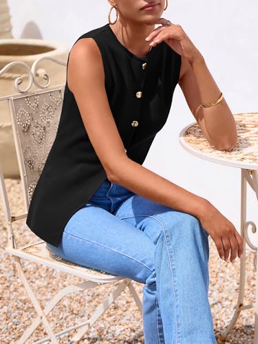 41E39w4QCXL.jpg Women's Sweater Vest Button Down Summer Tank Tops 2025 Sleeveless Knit Vests Fashion Business Casual Outfits