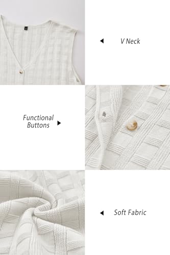 Womens Sweater Vest Tops 2025 Summer Knit V Neck Cardigan Sleeveless Button Textured Business Casual Outfits