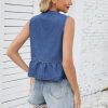 Women's Denim Vest Sleeveless Crop Top Cute Bow Tie Up Vintage Y2K Fashion Summer Jean Waistcoat Jacket