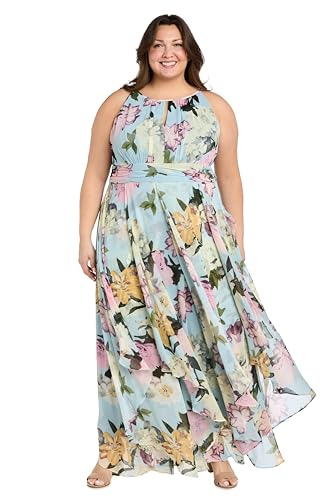 Women's Aqua Bloom Hankie-Hem Maxi Dress