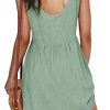 Womens Summer Shoulder Tie Strap Babydoll Dress Casual Scoop Neck A-Line Skater Swing Mini Sundress