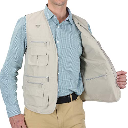 Men's Poplin Outdoors Travel Sports Multi-Pockets Work Fishing Vest
