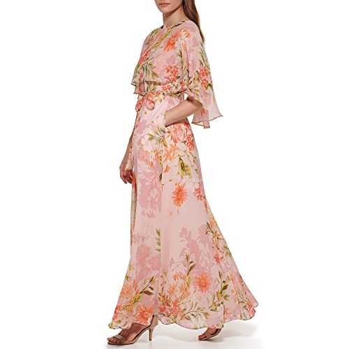 41KGk7YBymL.jpg Women's Maxi Style Caplet Chiffon Elbow Sleeve Jewel Neck Dress