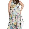 Women's Aqua Bloom Hankie-Hem Maxi Dress