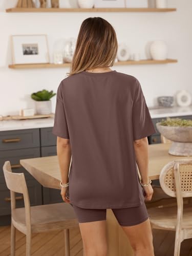 Womens 2 Piece Sets Summer Outfits 2025 Two Piece Lounge Set Matching Clothing Oversized Tshirts Biker Short Fashion