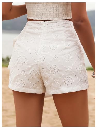 Women's Summer Wrap Tie Skirt Eyelet Knot Side Boho High Waist Skirts Shorts Skort