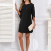 41LlQBoRMaL.jpg Women's 2025 Flutter Sleeve Cocktail Dress Crew Neck Chiffon Formal Wedding Guest Party Dresses