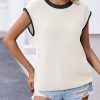 Womens Summer Cap Sleeve Knit Tops Casual Sleeveless Sweater Vest Crew Neck Color Block 2025 Trendy Tank Top