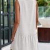 Casual Short Summer Dresses for Women 2025 Sleeveless Crewneck Cute Ruffle Loose Vacation Mini Tshirt Dress