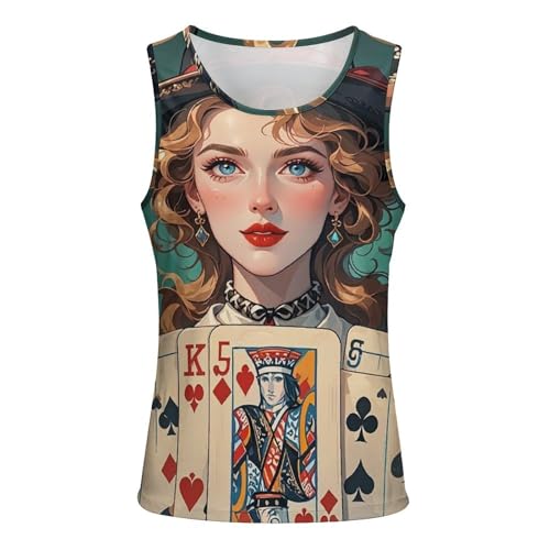 Ladies' Poker Cards Mens Tank Tops Summer Beach Tanktop, Sleeveless Gym Workout T-Shirt Breathable Fit Vests