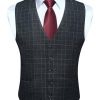 Men's Suit Vest Plaid Dress Vest for Men Slim Fit Formal Business Waistcoat Tuxedo V-Ncek Solid Vest for Wedding