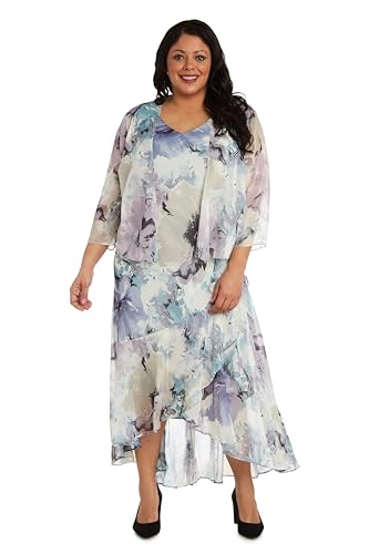 41OQ9FHE6nL.jpg 2PC High Low Ruffle Hemline Printed Dress W/Coordinated Bolero Jacket