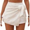 Women's Summer Wrap Tie Skirt Eyelet Knot Side Boho High Waist Skirts Shorts Skort