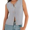 Womens Sweater Vest 2025 Summer Trendy Sleeveless Knit Button Down Tank Tops Casual Cardigan