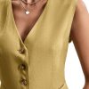 41PrZyJV5aL.jpg Linen Vest Tops for Women Summer Lihtweight Breathable V-Neck Button Fashion Casual Work Beach Vacation Outerwear