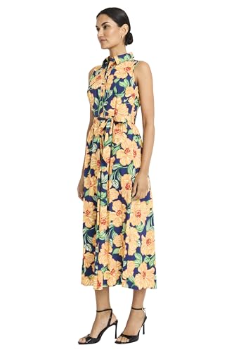 41QJMBFIEsL.jpg Women's Button Front Sleeveless Midi Length Belted Pockets-Collared Neck-Summer Wedding Guest Dress