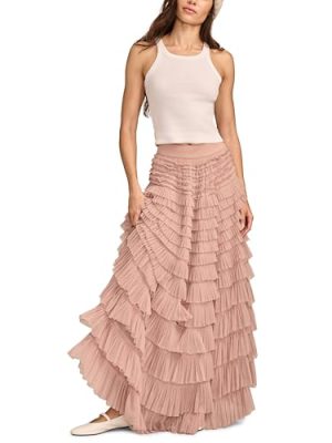 41QQpImZkWL.jpg Women's Tulle Ruffle Maxi Skirt