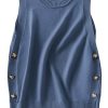 41QkFyHOk5L.jpg Womens Sweater Vest Summer Sleeveless Crewneck Ribbed Knit Side Button Loose Pullover Tank Tops 2025 Fall Outfits