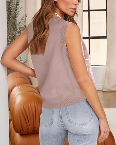 41QmEbV0jyL.jpg Womens Sweater Vest Summer Ribbed Tank Tops Sleeveless Button Down Shirts Scoop Neck Top for Women