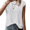 Women's Cap Sleeve Sweater Vest Crew Neck Sleeveless Casual Knit Tops 2024 Summer Clothes S-XXL
