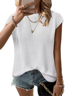 Women's Cap Sleeve Sweater Vest Crew Neck Sleeveless Casual Knit Tops 2024 Summer Clothes S-XXL