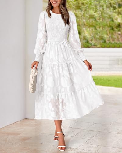 41RbhUi83hL.jpg Wedding Guest Dresses for Women Fall Fashion 2025 Casual Long Sleeve Floral Maxi Boho Homecoming Dress