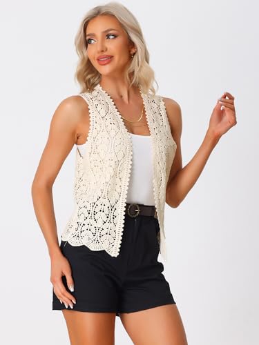 41RtoKiHg5L.jpg Women's Floral Crochet Hollow Out Sleeveless Open Front Boho Vest Cardigan