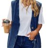 Women's Casual Denim Jean Vest Oversized Sleeveless Mid Long Button Down Jeans Jackets Vests Tops Waistcoat ?