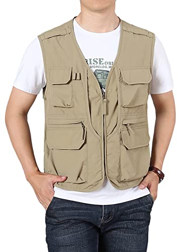 41ShbnUUr5L.jpg Men's Fishing Vest Lightweight Safari Travel Vest Utility Cargo Vest with Multi Pockets