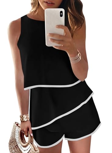 Womens Summer Jumpsuits 2025 Casual Ruffle Chiffon Sleeveless Rompers