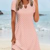 Women's Casual A-Line Dresses with Pockets Summer Floral Tshirt Dress Short Sleeve Mini Dress Flowy Sundresses