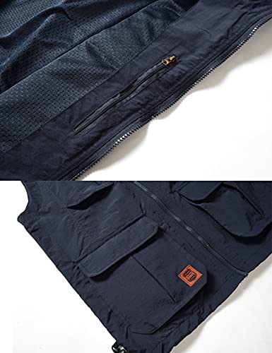 Men??s Fishing Vest Outdoor Work Quick-Dry Hunting Zip Reversible Travel Vest Jacket with Multi Pockets