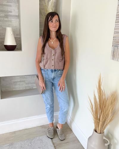 41TRbr66PL.jpg Womens Sweater Vest Summer Ribbed Tank Tops Sleeveless Button Down Shirts Scoop Neck Top for Women