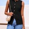 41UnajxoT2L.jpg Women's Sweater Vest Button Down Summer Tank Tops 2025 Sleeveless Knit Vests Fashion Business Casual Outfits
